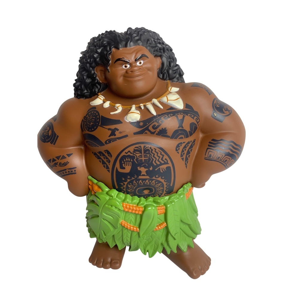 Disney Moana Maui Action Figure Demigod‎ Tribal Tattoos Green Leaf Skirt Toy